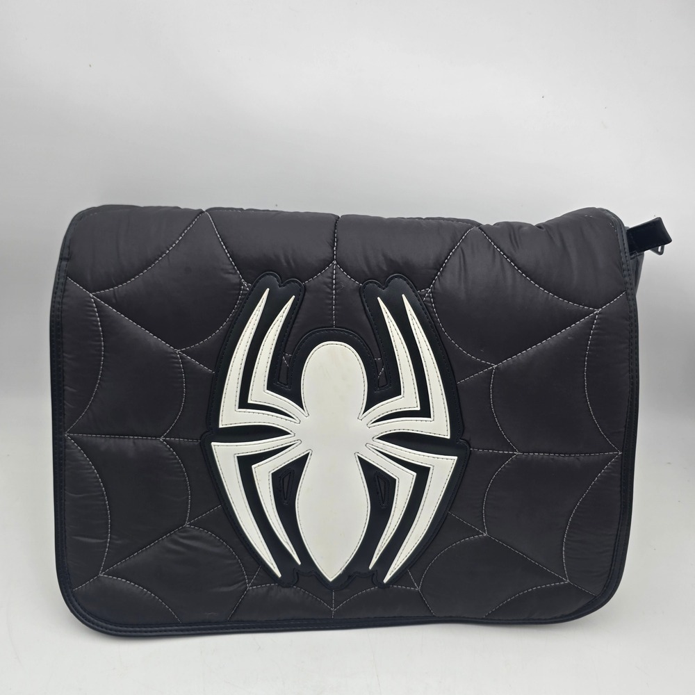 Loungefly Marvel Spider-Man Quilted Messenger Laptop Crossbody Bag Black